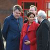 Le prince Harry, duc de Sussex, et Meghan Markle (enceinte), duchesse de Sussex, arrivent à Birkenhead, le 14 janvier 2019.