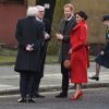 Le prince Harry, duc de Sussex, et Meghan Markle (enceinte), duchesse de Sussex, arrivent à Birkenhead, le 14 janvier 2019.