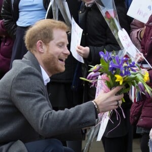 Le prince Harry, duc de Sussex, et Meghan Markle, duchesse de Sussex en visite dans la ville de Birkenhead, ici au square Hamilton le 14 janvier 2019.