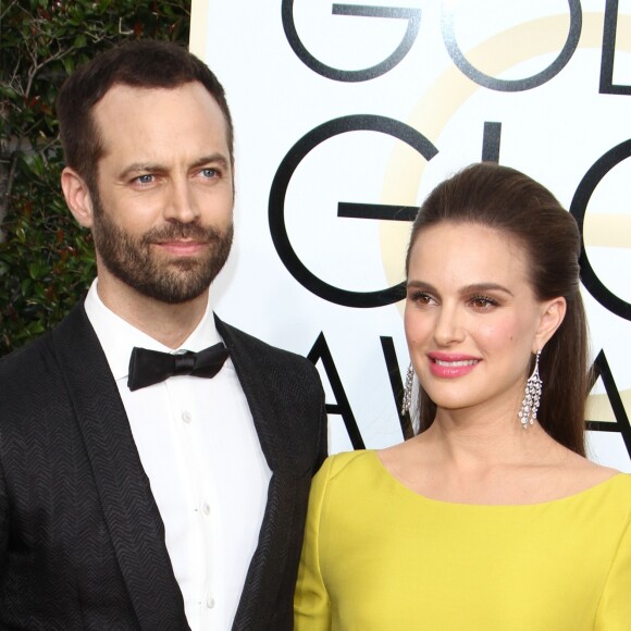 Benjamin Millepied et sa femme Natalie Portman (enceinte) - 74ème cérémonie annuelle des Golden Globe Awards à Beverly Hills. Le 8 janvier 2017