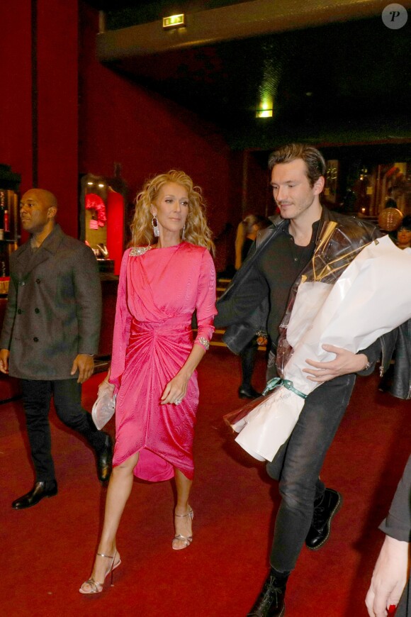 Exclusif - Céline Dion et Pepe Munoz se sont rendus au Moulin Rouge pour applaudir Nora une de leurs amies qui dansait pour la dernière fois sur la scène du célèbre cabaret à Paris le 24 janvier 2019.