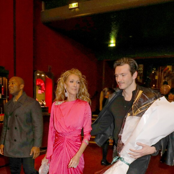 Exclusif - Céline Dion et Pepe Munoz se sont rendus au Moulin Rouge pour applaudir Nora une de leurs amies qui dansait pour la dernière fois sur la scène du célèbre cabaret à Paris le 24 janvier 2019.
