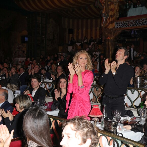 Exclusif - Céline Dion et Pepe Munoz se sont rendus au Moulin Rouge pour applaudir Nora une de leurs amies qui dansait pour la dernière fois sur la scène du célèbre cabaret à Paris le 24 janvier 2019.