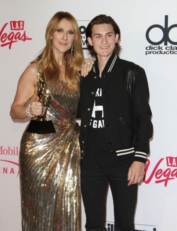 Céline Dion et son fils René Charles Angélil au press room de la soirée Billboard Music Awards à T-Mobile Arena à Las Vegas, le 22 mai 2016