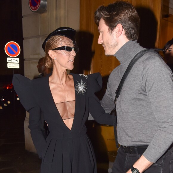 Céline Dion et Pepe Munoz arrivent aux Folies Bergère à Paris le 25 janvier 2019.