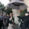 Celine Dion sort de l'hôtel de Crillon pour se rendre à un rendez-vous dans Paris le 25 janvier 2019.