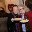 Exclusif - Julien Lepers et Pierre-Jean Chalençon - Célébration de la galette des rois dans les locaux de la Fondation Claude-Pompidou à Paris, le 28 janvier 2019. © Rachid Bellak/LMS/Bestimage