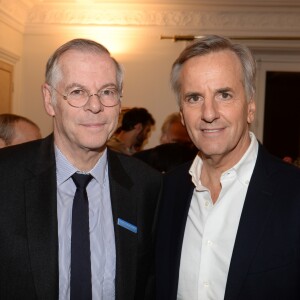 Exclusif - Richard Hutin (directeur général de la fondation) et Bernard de La Villardière - Célébration de la galette des rois dans les locaux de la Fondation Claude-Pompidou à Paris, le 28 janvier 2019. © Rachid Bellak/LMS/Bestimage