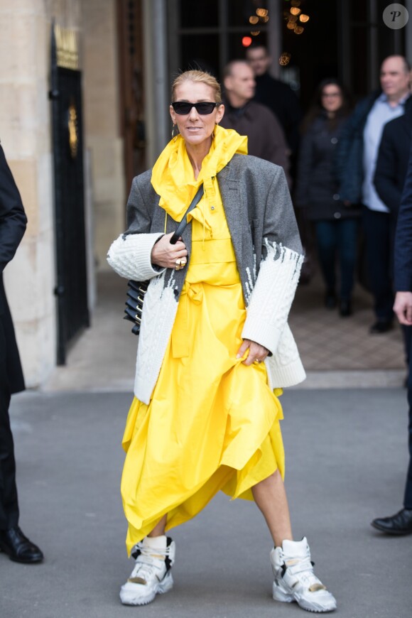 Céline Dion quitte l'hôtel de Crillon à Paris le 29 janvier 2019.