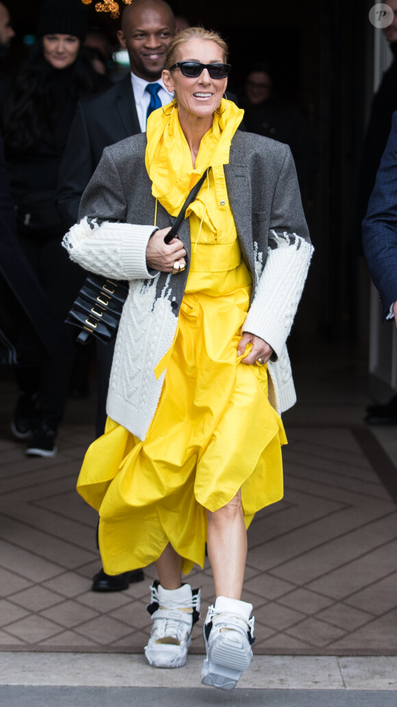 Céline Dion quitte l'hôtel de Crillon à Paris le 29 janvier 2019.