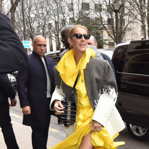 Céline Dion quitte l'hôtel de Crillon à Paris le 29 janvier 2019.