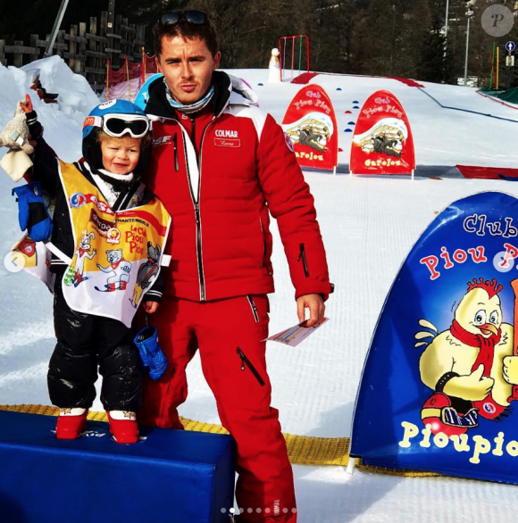 Ingrid Chauvin et son fils Tom en vacances au ski à Serre Chevalier, le 29 décembre 2018.