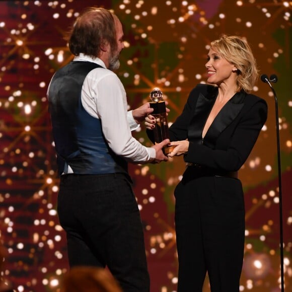 Exclusif - Philippe Katerine (Globe de Cristal du Meilleur Acteur de Comédie), Anne Marivin lors de la 14ème cérémonie des Globes de Cristal, à la salle Wagram à Paris, le 4 février 2019. © Rachid Bellak/Bestimage