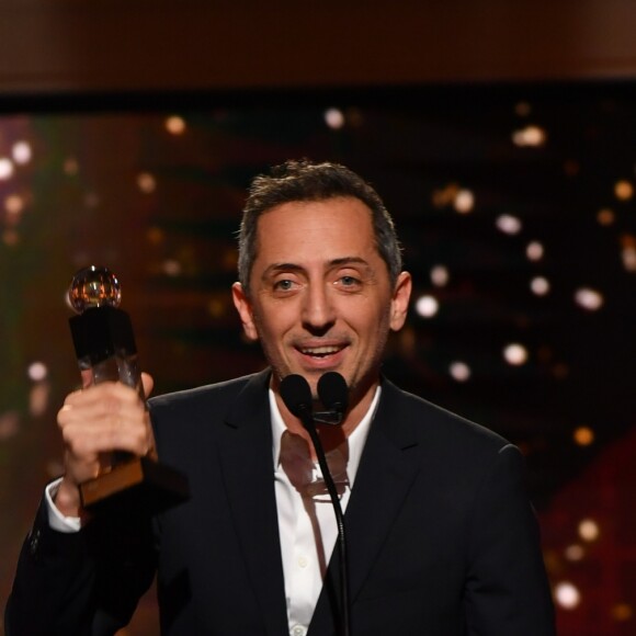 Exclusif - Gad Elmaleh (Globe d'Honneur 2019 pour le rayonnement de sa carrière) lors de la 14ème cérémonie des Globes de Cristal, à la salle Wagram à Paris, le 4 février 2019. © Rachid Bellak/Bestimage