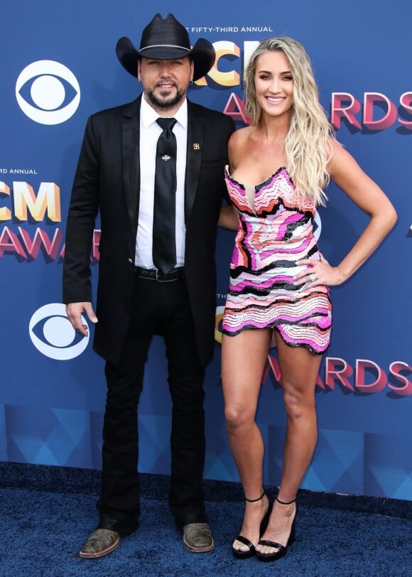 Jason Aldean et sa compagne Brittany Kerr - 53ème cérémonie des "Academy of Country Music Awards" à la MGM Grand Garden Arena à Las Vegas, le 15 avril 2018.