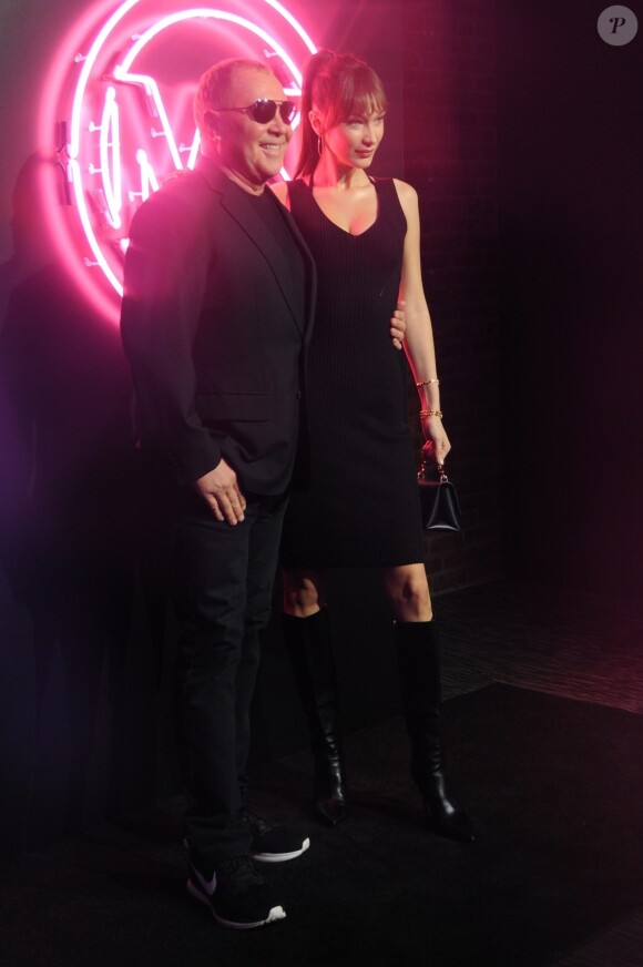 Bella Hadid et Michael Kors lors de la soirée "Michael Kors x Bella Hadid Immersive Experience" dans le quartier de SoHo à New York, le 5 février 2019.
