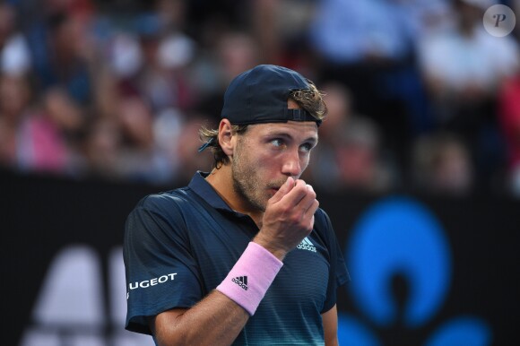 Lucas Pouille lors de sa demi-finale contre Novak Djokovic à l'Open d'Australie le 25 janvier 2019.