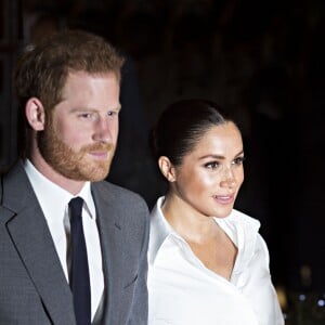 Le prince Harry, duc de Sussex, et Meghan Markle, enceinte, duchesse de Sussex, lors du cocktail d'accueil aux Endeavour fund Awards au Drapers' Hall à Londres le 7 février 2019.