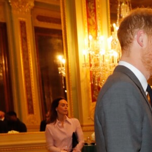Le prince Harry, duc de Sussex, et Meghan Markle, enceinte, duchesse de Sussex, lors du cocktail d'accueil aux Endeavour fund Awards au Drapers' Hall à Londres le 7 février 2019.