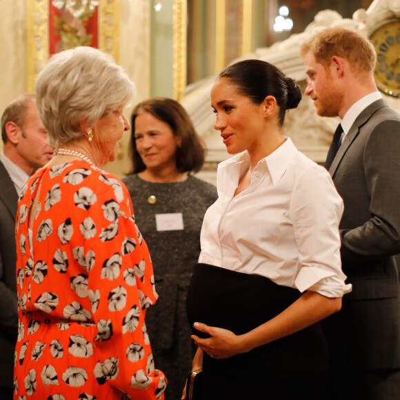 Le prince Harry, duc de Sussex, et Meghan Markle, enceinte, duchesse de Sussex, lors du cocktail d'accueil aux Endeavour fund Awards au Drapers' Hall à Londres le 7 février 2019.