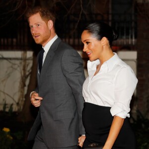 Le prince Harry, duc de Sussex, et Meghan Markle, enceinte, duchesse de Sussex, lors du cocktail d'accueil aux Endeavour fund Awards au Drapers' Hall à Londres le 7 février 2019.