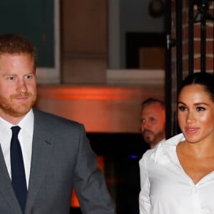 Le prince Harry, duc de Sussex, et Meghan Markle, enceinte, duchesse de Sussex, lors du cocktail d'accueil aux Endeavour fund Awards au Drapers' Hall à Londres le 7 février 2019.