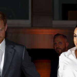 Le prince Harry, duc de Sussex, et Meghan Markle, enceinte, duchesse de Sussex, lors du cocktail d'accueil aux Endeavour fund Awards au Drapers' Hall à Londres le 7 février 2019.