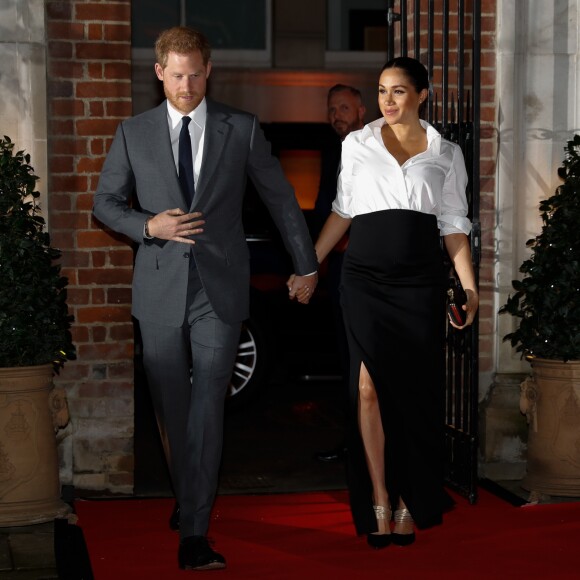 Le prince Harry, duc de Sussex, et Meghan Markle, enceinte, duchesse de Sussex, lors du cocktail d'accueil aux Endeavour fund Awards au Drapers' Hall à Londres le 7 février 2019.