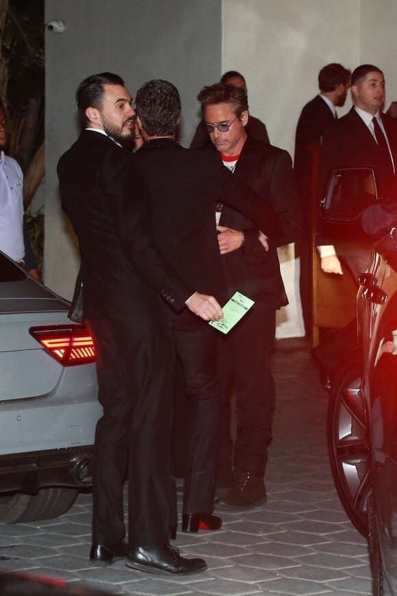 Robert Downey Jr. - Les célébrités arrivent au 50ème anniversaire de Jennifer Aniston au Sunset Towers Hotel à West Hollywood, son ex compagnon B. Pitt était invité à la soirée le 9 février, 2019.