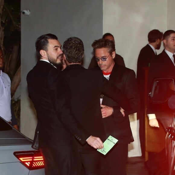 Robert Downey Jr. - Les célébrités arrivent au 50ème anniversaire de Jennifer Aniston au Sunset Towers Hotel à West Hollywood, son ex compagnon B. Pitt était invité à la soirée le 9 février, 2019.