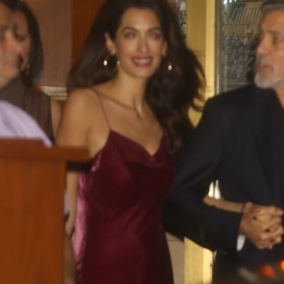 George Clooney et sa femme Amal Clooney - Les célébrités quittent la soirée du 50ème anniversaire de Jennifer Aniston au Sunset Towers Hotel à West Hollywood, son ex compagnon B. Pitt était invité à la soirée le 9 février, 2019