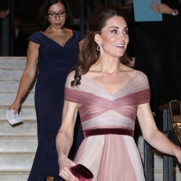 Catherine (Kate) Middleton, duchesse de Cambridge assiste au dîner de gala "100 Women in Finance" au profit des écoles pour la santé mentale au Victoria and Albert Museum de Londres, Royaume Uni, le 13 février 2019.