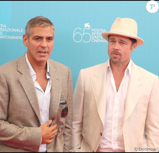 George Clooney et Brad Pitt à la Mostra de VEnise en 2008