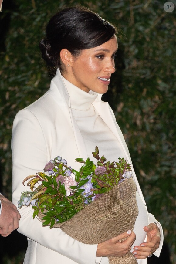 Le prince Harry et Meghan Markle, enceinte, arrivent au musée d'histoire naturelle pour assister à la soirée de gala The Wilder Earth à Londres le 12 février 2019.