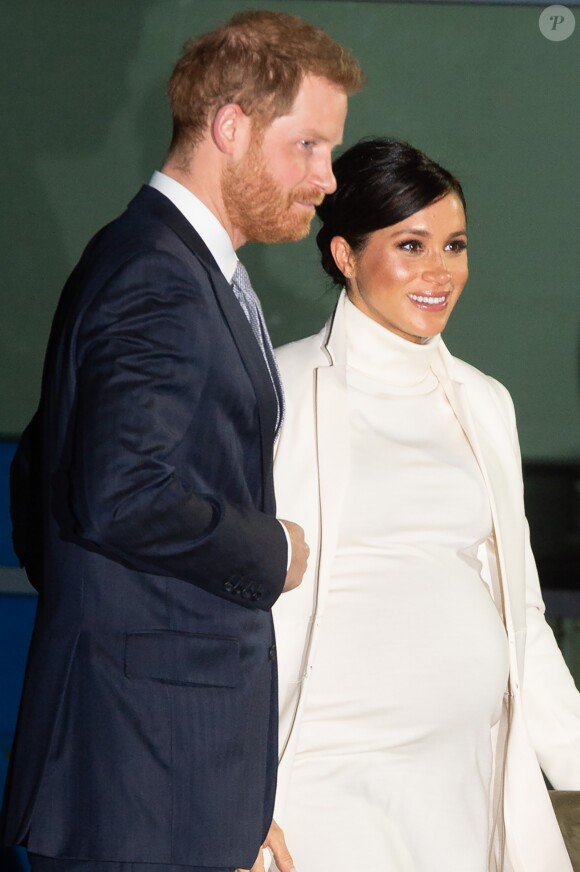 Le prince Harry et Meghan Markle, enceinte, arrivent au musée d'histoire naturelle pour assister à la soirée de gala The Wilder Earth à Londres le 12 février 2019.