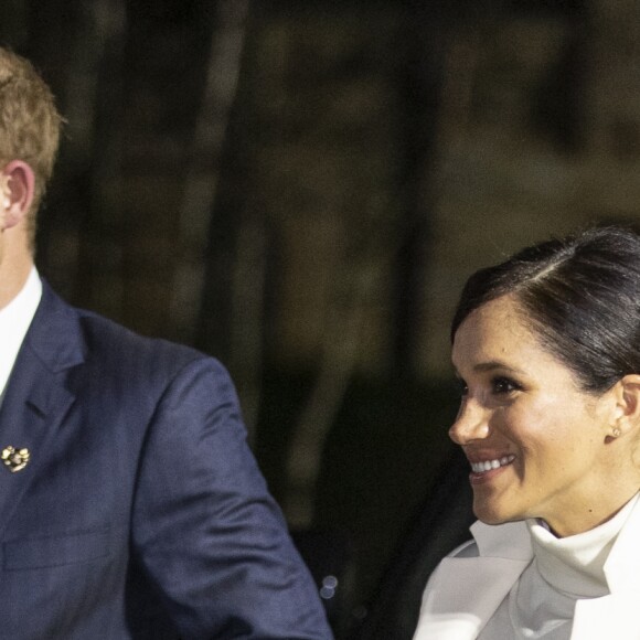Le prince Harry et Meghan Markle, enceinte, arrivent au musée d'histoire naturelle pour assister à la soirée de gala The Wilder Earth à Londres le 12 février 2019.