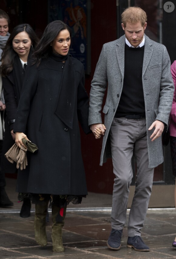 Le prince Harry, duc de Sussex, et Meghan Markle, duchesse de Sussex, enceinte, visitent le théâtre Bristol Old Vic. à Bristol le 1er février, 2019