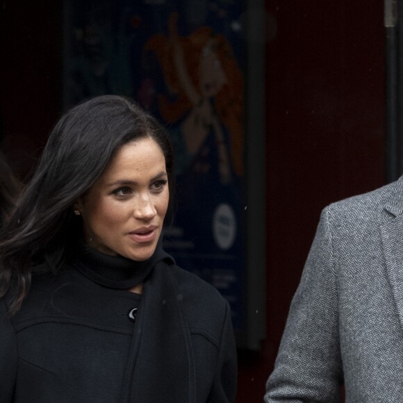 Le prince Harry, duc de Sussex, et Meghan Markle, duchesse de Sussex, enceinte, visitent le théâtre Bristol Old Vic. à Bristol le 1er février, 2019