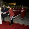 La reine Letizia et le roi Felipe VI d'Espagne étaient les invités d'honneur du roi Mohammed VI du Maroc et de sa famille le 13 février 2019 au palais royal à Rabat pour un dîner de gala dans le cadre de leur visite officielle de deux jours.