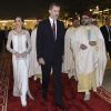 La reine Letizia et le roi Felipe VI d'Espagne étaient les invités d'honneur du roi Mohammed VI du Maroc et de sa famille le 13 février 2019 au palais royal à Rabat pour un dîner de gala dans le cadre de leur visite officielle de deux jours.