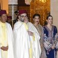 Le roi Mohammed VI et sa famille accueillaient la reine Letizia et le roi Felipe VI d'Espagne le 13 février 2019 au palais royal à Rabat pour un dîner de gala dans le cadre de leur visite officielle de deux jours.