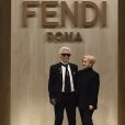 Karl Lagerfeld, Silvia Venturini Fendi - Défilé de mode automne-hiver 2017/2018 « Fendi » à Milan. Le 24 février 2017