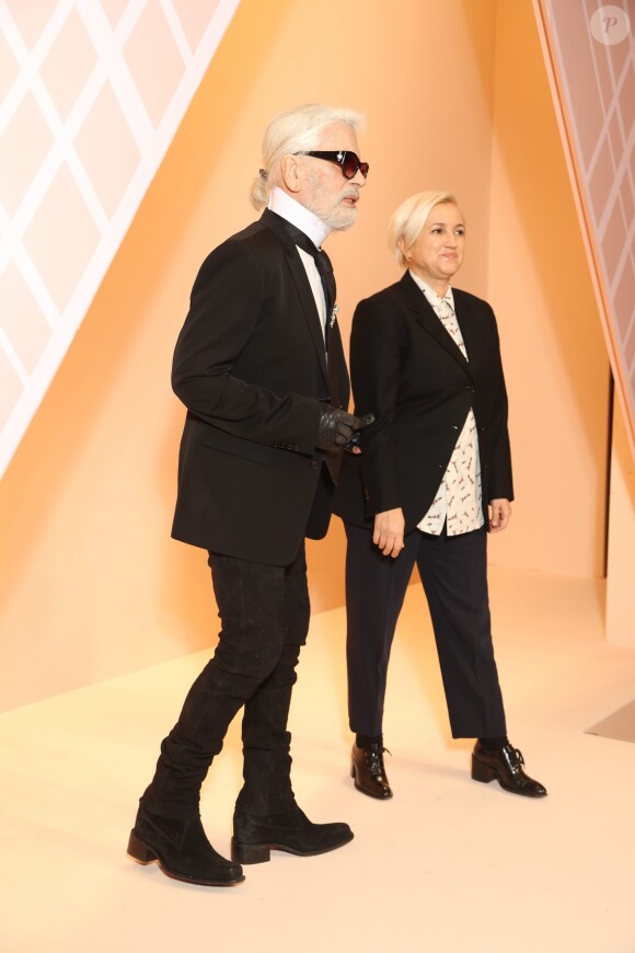 Karl Lagerfeld et Silvia Venturini - Défilé de mode Fendi lors de la Fashion Week Automne/hiver 2018/19 de Milan, Italie, le 22 février 2018.