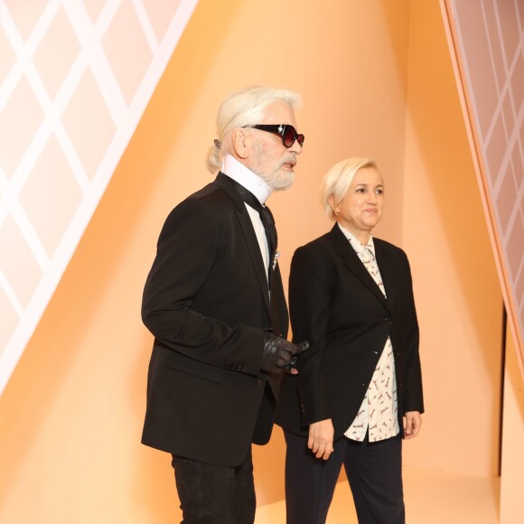 Karl Lagerfeld et Silvia Venturini - Défilé de mode Fendi lors de la Fashion Week Automne/hiver 2018/19 de Milan, Italie, le 22 février 2018.