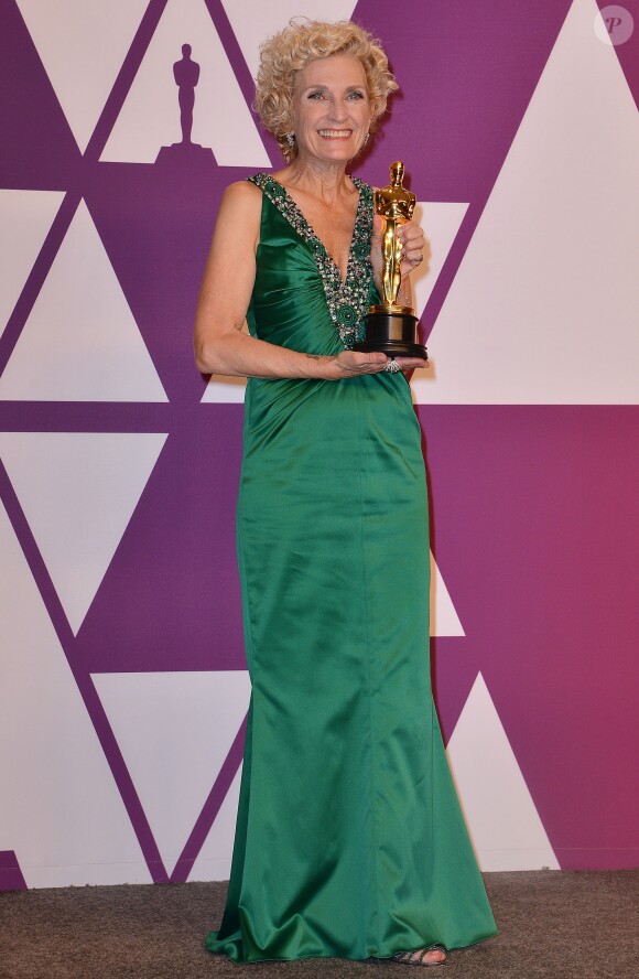 Patricia DeHaney (Oscar des meilleurs maquillages et coiffures pour le film "Vice") - Pressroom de la 91ème cérémonie des Oscars 2019 au théâtre Dolby à Los Angeles, le 24 février 2019.