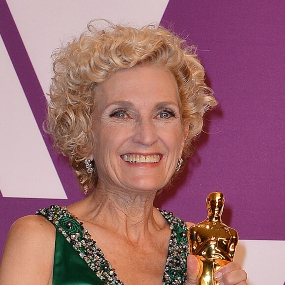 Patricia DeHaney (Oscar des meilleurs maquillages et coiffures pour le film "Vice") - Pressroom de la 91ème cérémonie des Oscars 2019 au théâtre Dolby à Los Angeles, le 24 février 2019.
