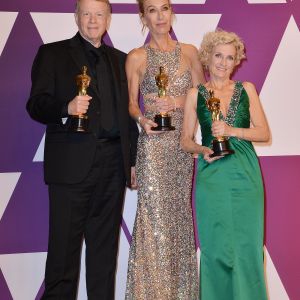 Greg Cannom, Kate Biscoe, Patricia DeHaney (Oscar des meilleurs maquillages et coiffures pour le film "Vice") - Pressroom de la 91ème cérémonie des Oscars 2019 au théâtre Dolby à Los Angeles, le 24 février 2019.