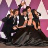 Andrew Wyatt, Anthony Rossomando, Lady Gaga, Mark Ronson (Oscar de la meilleure chanson originale pour "Shallow" dans le film "A Star is Born") - Pressroom de la 91ème cérémonie des Oscars 2019 au théâtre Dolby à Los Angeles, le 24 février 2019.