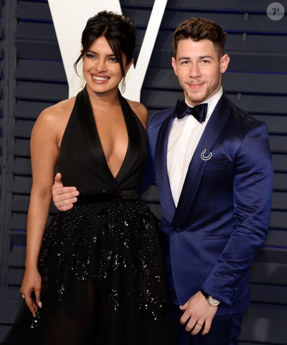 Priyanka Chopra Jonas et son mari Nick Jonas à la soirée Vanity Fair Oscar Party à Los Angeles, le 24 février 2019