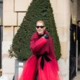 Céline Dion et son ami Pepe Munoz à la sortie de l'hotel Crillon à Paris se rendent au théâtre Mogador le 27 Janvier 2019.